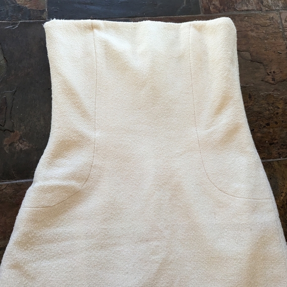 vintage STRAPLESS IVORY DRESS wool boucle 1990's S - Picture 11 of 15